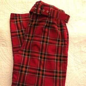 Collectif High-Waist Belted Plaid Pant